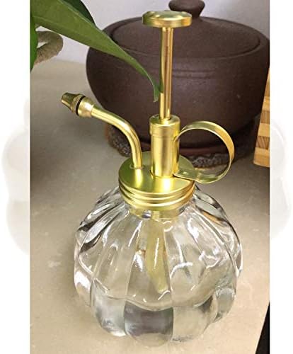 Vintage Style Glass Pumpkin Bottle Sprayer Watering Can Plant Mister with Brass Sprayer Head (Transparent) - Image 2
