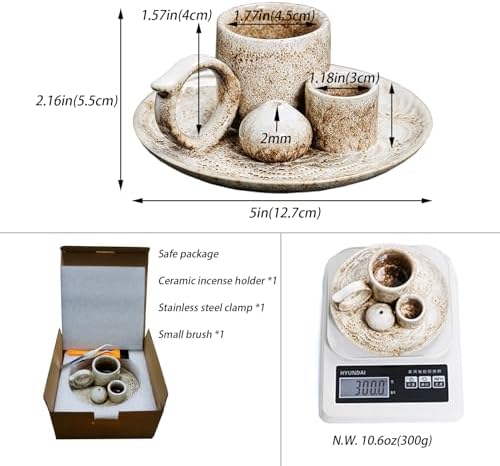 4 in 1 Ceramic Incense Burner Holder with Handle for Burning Sage, Palo Santo Stick, Joss Sticks, Candle in Your New House, Office, Yoga, Meditation Room - Image 7