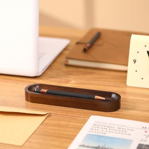 Chunful Set of 2 Black Walnut Pen Tray Wood Pen Holder - Image 4