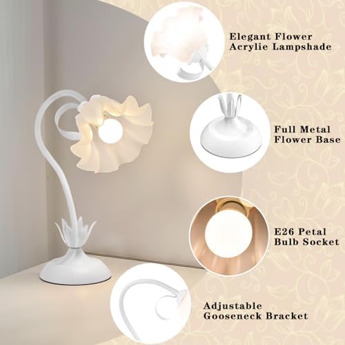 WERFOP Flower Table Lamp Cute Desk Lamp for Bedroom Home Decor - Image 6