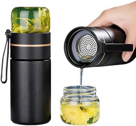 Glass Teapot With Infuser, Travel Tea Mug, Portable Tea Infuser Bottle 15OZ by Moyufoby