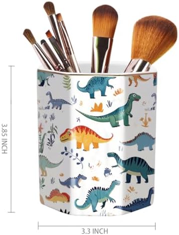 Cute Pen Holder, Pencil Cup for Desk, Desk Organizer, Durable Ceramic Decorative Makeup Brush Desktop Accessories, Stylish Stationery for Office, Home, Cute Dinosaur Pattern - Image 2