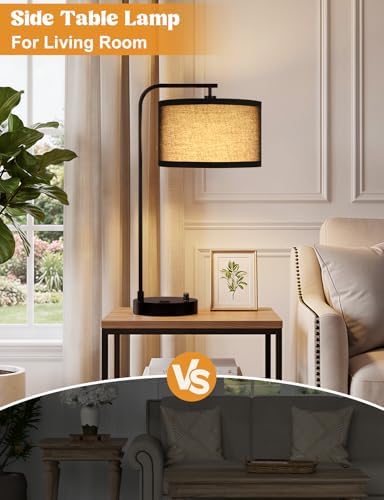 20.7" Tall Table Lamp with USB & Outlet, Fully Dimmable Nightstand Lamp - Image 5
