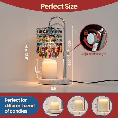 Candle Warmer Lamp with Timer Dimmer and 3 Bulbs, Lamp Candle Warmer with Marble Base,Wax Melt Warmer for Jar Candles, Birthday Gifts for Women Mom, House Warming Gifts New Home Decor (Multicolor) - Image 3