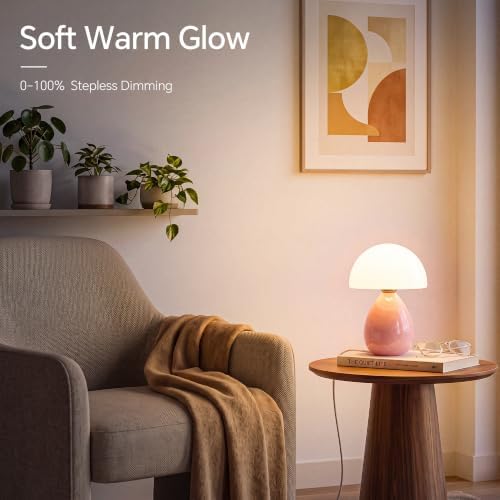 Dawnwake Mushroom Lamp Table Lamp for Bedroom-Small Desk Table Lamps,Pink - Image 4