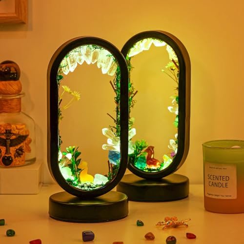 Runyangshi Natural Crystal Forest Lamp LED Oval Night Light, USB Tri‑Color Adjustable Bionic Light Ambient Lamp for Bedroom Living Room, Home Decoration Christmas Gift - Image 4