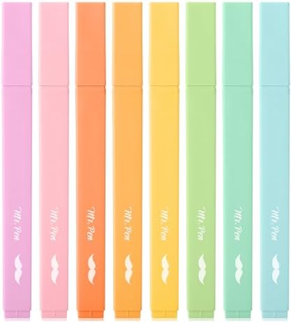 Mr. Pen- Aesthetic Highlighters, 8 pcs, Chisel Tip, Summer Colors | Cute Highlighter Assorted Colors, Bible Highlighters and Pens No Bleed Highlighter for Bible Pages No Bleed by MrPen