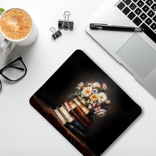 Moody Floral Book Mouse Pad, Book Lovers Readers Gifts, Dark Cottagecore Bookish Mouse Pads for Wireless Mouse Computers Laptop Desk Accessories, 9.5x7.9 Inch - Image 4