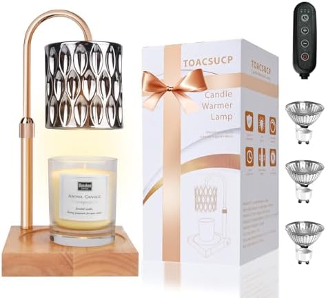 TOACSUCP Candle Warmer Lamp with 3 Bulbs, Adjustable Height Dimmable Candle Warmer with Timer, Compatible with Large Jar Candles, Candle Lamp with Charming Gift Box Ribbon for Her/Him by TOACSUCP
