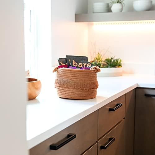 NaturalCozy 3-Piece Boho Decor Storage Basket Set – Cotton Rope Woven Baskets for Organizing! Small Basket for Baby Stuff, Baby Shower, Gift Basket, Nursery Basket, Planter, Toy Basket, Shelves - Image 4