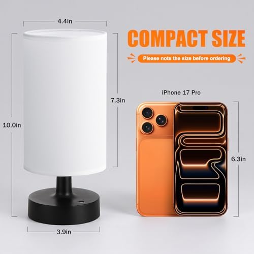 Kakanuo Cordless Table Lamp Rechargeable Small - 2 Pack White Black, 4000mAh Battery Operated Lamp with Touch Control Stepless Dimming, Wireless Lamp for Bedside, Nightstand, Bedroom, Living Room - Image 5
