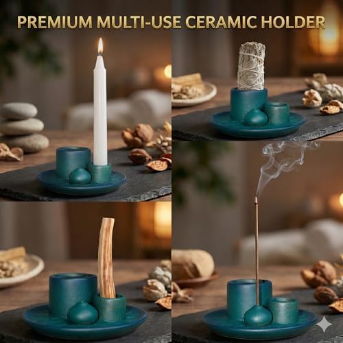 Ceramic Palo Santo and Sage Incense Holder, Blue - Image 3