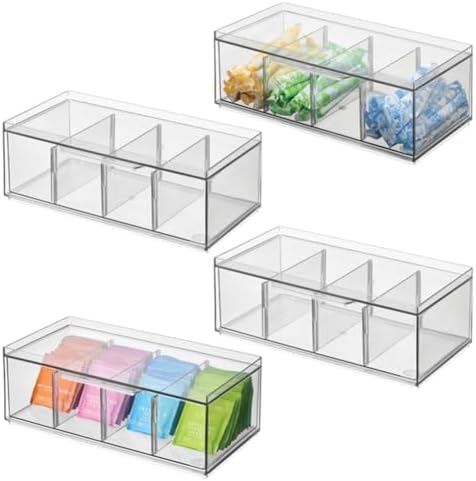 iDesign XL Tea Bag Organizer, Clear, 4-Pack by iDesign