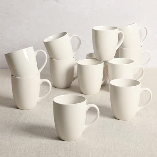 Gibson Home Great Essentials 12 Ounce Porcelain Coffee Mugs - Set of 12 - Cups for Latte, Hot Tea, Cappuccino, Mocha, Espresso, Cocoa - Image 2