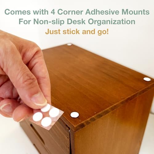 Double Drawer Desktop Storage Organizer in a Modern Wood Design (9.8”x6.9”x 5.1”) 2-Drawer Stackable Drawer Unit - Wood Monitor Riser (1-Pack) - Image 2