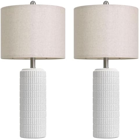 PoKat 27.5'' Tall Table Lamps for Living Room Set of 2, Stone-Like Ceramic Bedroom Lamps for Night Stands, Farmhouse Bedside Lamps for Bedroom Living Room, Nightstand Lamps for End Table, Hallway - Image 7