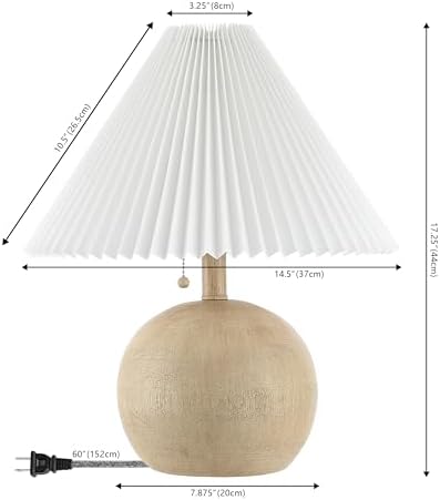 JONATHAN Y Aksel Sphere Table Lamp Coastal 17.25", Beige Wood Finish - Image 4