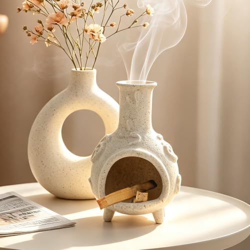JOYWING Palo Santo Holder Handmade Ceramic Incense Burner for Sage Bundles and Incense Cones Meditation Accessories for Mindfulness Yoga Home Decor Spiritual Gifts(Child Clay) - Image 3