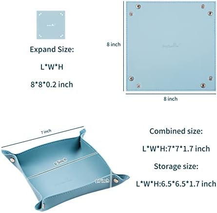 Leather Jewelry Valet Tray for Women and Man (Light Blue-B) - Image 2