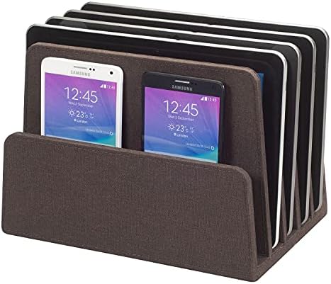 MobileVision Multi Device Stand & Organizer for Smartphones, Tablets and Laptops, Executive Dark Brown, 5 Slots by MobileVision