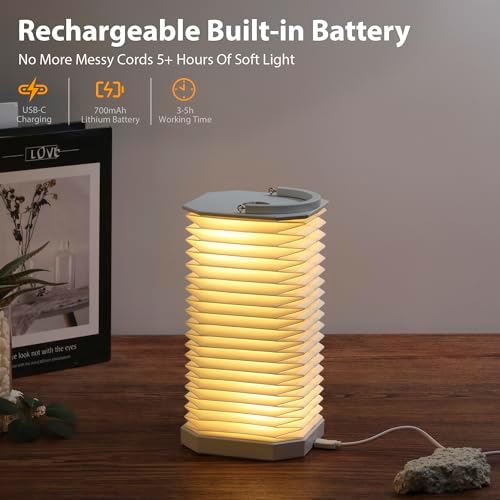 Portable Paper Lamp, Accordion Desk Lamp,Japanese Lanterns lamp - Image 2