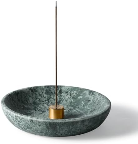 Koville Natural Green Marble Incense Holder, Upgraded 6" Incense Holders for Sticks, Sturdy Incense Burner Ash Catcher, Ideal for Meditation, Relaxing, Easy to Clean by Koville