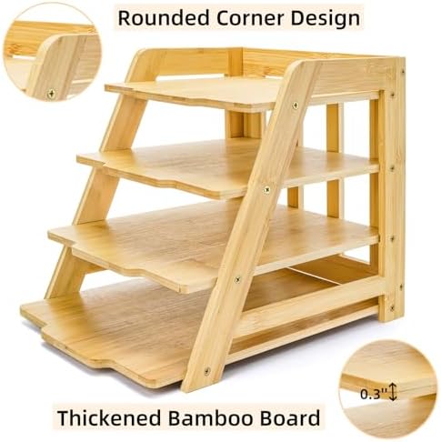 ZAVOOS 4 Tier Wood Paper Organizer for Desk - Image 3