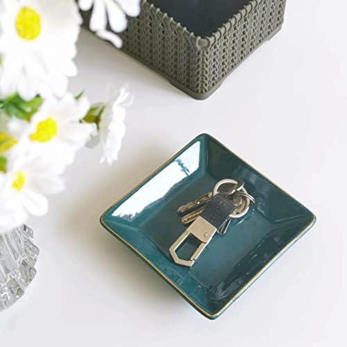 HANKOR Ceramic Jewelry Dish Tray, Decorative Trinket Tray Holder for Ring Earring Key, Gift for Women Girls, 4.7inch, Green - Image 2