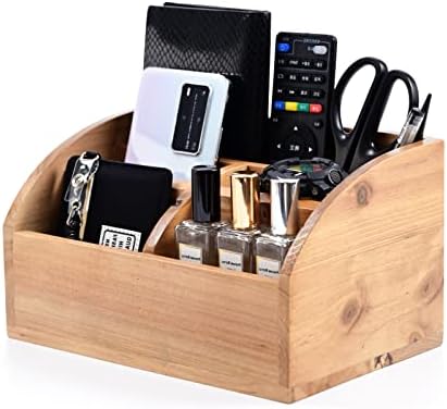 Farmhouse Solid Wooden Mail Sorter Wood Desk Organizer TV Remote Holder Rustic Vintage Caddy Mail Basket Storage Caddy for Bills, Kitchen, Desktop, Workspace Counter Top Home Decor Office Supplies…… by WelcometoOKSQW