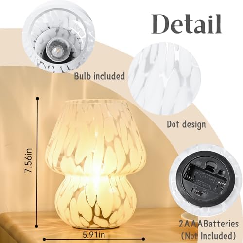 Mushroom Lamp Small Bedside Table Lamp, Battery Operated Mushroom Desk Lamp - Image 6
