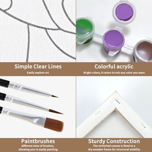 VOCHIC Canvas Painting Kit Pre Drawn Canvas for Painting for Adults Paint and Sip Party Supplies Art Set Pray Girl 8x10 Inches (Pack of 2) - Image 4