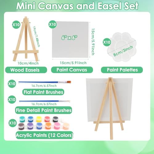 Sigowal 10 Set Canvas Painting Kit, 6 x 6 Inch Canvas Boards for Painting - Image 2