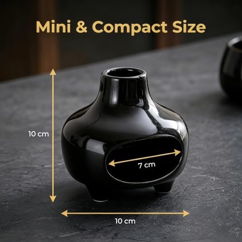 Black Ceramic Palo Santo Burner Cone Incense Holder for Wood Sticks - Image 2