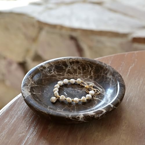ZSHAWN Natural Marble Ring Dish Jewelry Tray – 5.5" Trinket Dish - Image 4