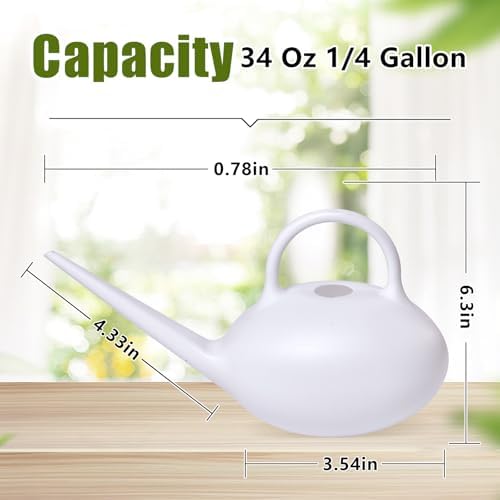 ZXJ Small Plastic Watering Can - 1/4 Gallon - for Home Plant Garden - White - Image 2