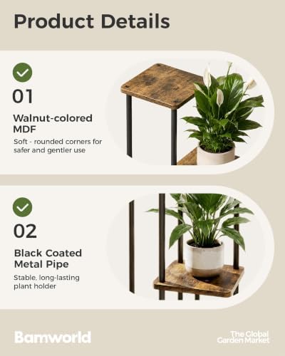 Bamworld Plant Stand Indoor 5 Tier Corner Plant Shelf for Multiple Plants - Image 6