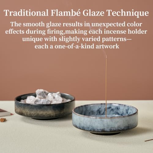6" Ceramic Incense Holder for Sticks with 10 Holes,5in1 Handmade Flambé Glaze Incense Burner Bowl Ash Catcher for Stick,Coil,Cone,Sage,Palo Santo,Candle - Ideal for Yoga Spa Meditation Home Décor - Image 6