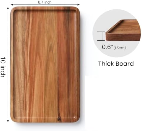 10 inch Small Wooden Platters Rectangle Mini Charcuterie Boards Acacia Wood Serving Trays Home Decor Cheese Board Cake Appetizer Plates Kitchen - Image 2