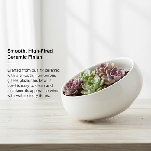 Lotus Bowl, Ceramic Lotus Bowl Planter Shallow Flower Pot for Indoor Outdoor Home Decor, White 6.5 Inch. - Image 3