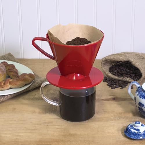 Fino Pour-Over Coffee Brewing Filter Cone, Number 2-Size, Red, Brews 2 to 6-Cups, Set of 2 - Image 4