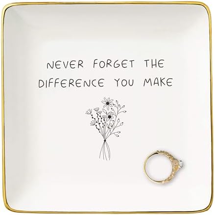 Thank You Gifts for Women-Appreciation Gifts for Boss Co-workers,Teachers,Nurse,Friends,Sister-Promotion New Job Present-Jewelry Tray Trinket Holder Ring Dish-Never Forget the Difference You Make by NZY