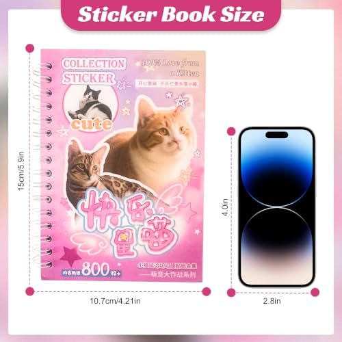 Cat Sticker Book Kawaii Cute Stickers Bulk Aesthetic Funny Meme 800+ - Image 2