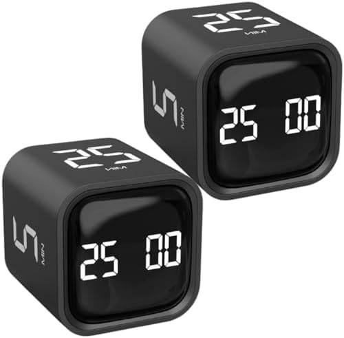 Rotating Productivity Timers 5/25/10/50, Desk Flip Timer for ADHD, 2 Black by OORAII