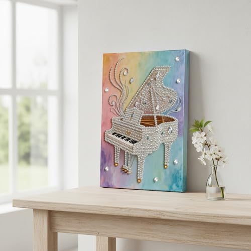 LQCrafK DIY Pearl Art Painting Handcraft Kit for Adults Beginners, Creative Design, Healing Stress-Relieving Home Wall Decoration, with Framed Painting and Tools-Piano - Image 3