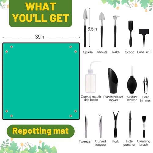 ANPHSIN 20pcs Small Gardening Tools Gifts for Women Beginners, Green - Image 5
