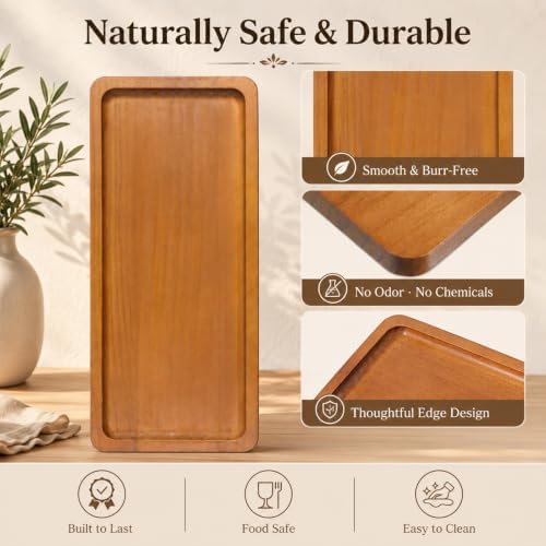 cobee Small Acacia Wooden Tray, 11.5'' Bathroom Vanity Tray for Counter - Image 5