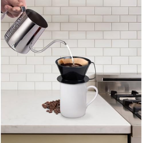 Fino Pour-Over Coffee Brewing Filter Cone, Number 4-Size, Black, Brews 8 to 12-Cups, Set of 1 - Image 3
