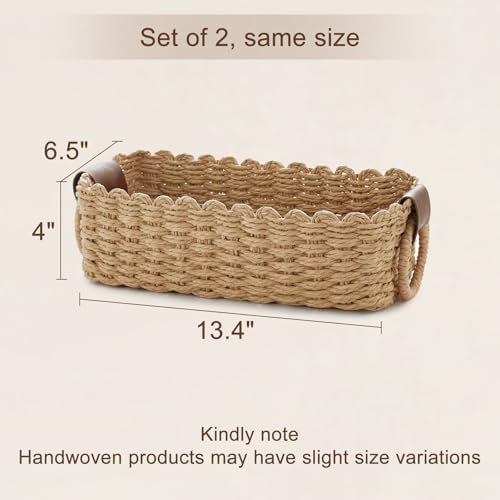 Mkono Small Paper Rope Storage Baskets, 2 Pack Woven Bins for Organizing - Image 7