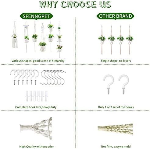 SFENNGPET Macrame Plant Hangers, 6Pack Hanging Planters for Indoor Plants - Image 5