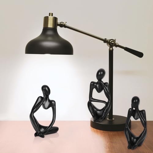 Sandstone Resin Thinker Statue Style Abstract Sculpture, Black, 3pcs - Image 3